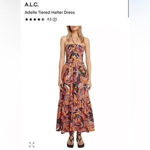 A.L.C. Adelle Halter Maxi Dress in Multicolored Floral Print. NWOT. Size 4